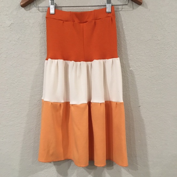 Skirt Girl 4 100% Cotton Orange Colorblock Tiered Maxi Skirt Mom & Pop’s Kids - Picture 5 of 10